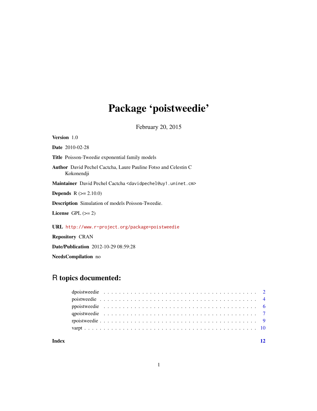 Package 'Poistweedie'