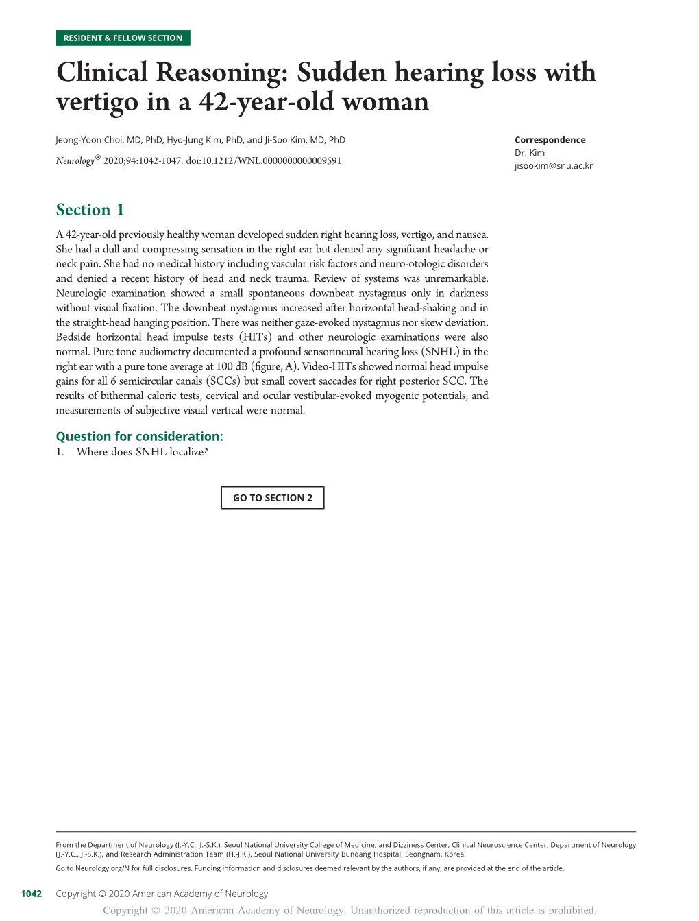 Sudden Hearing Loss with Vertigo in a 42-Year-Old Woman