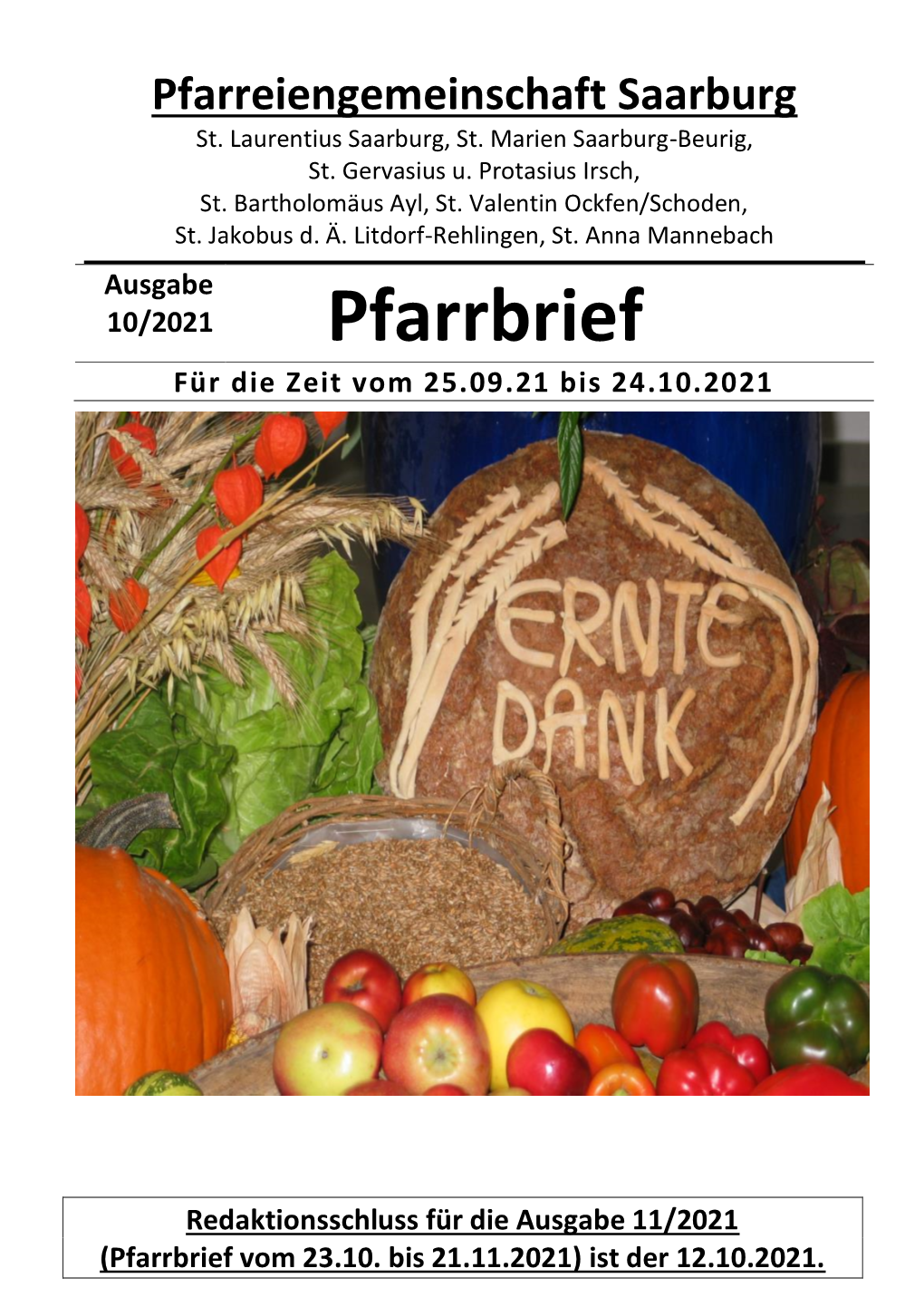 Pfarrbrief Und Gottesdienstordnung