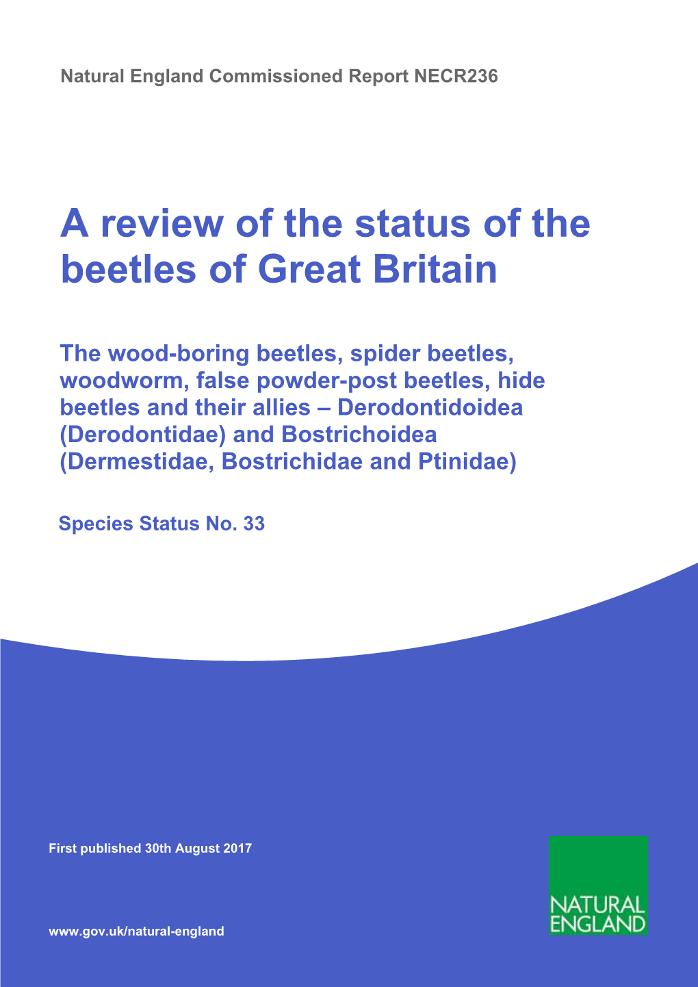 NECR236 Edition 1 a Review of the Status of the Beetles of Great Britain