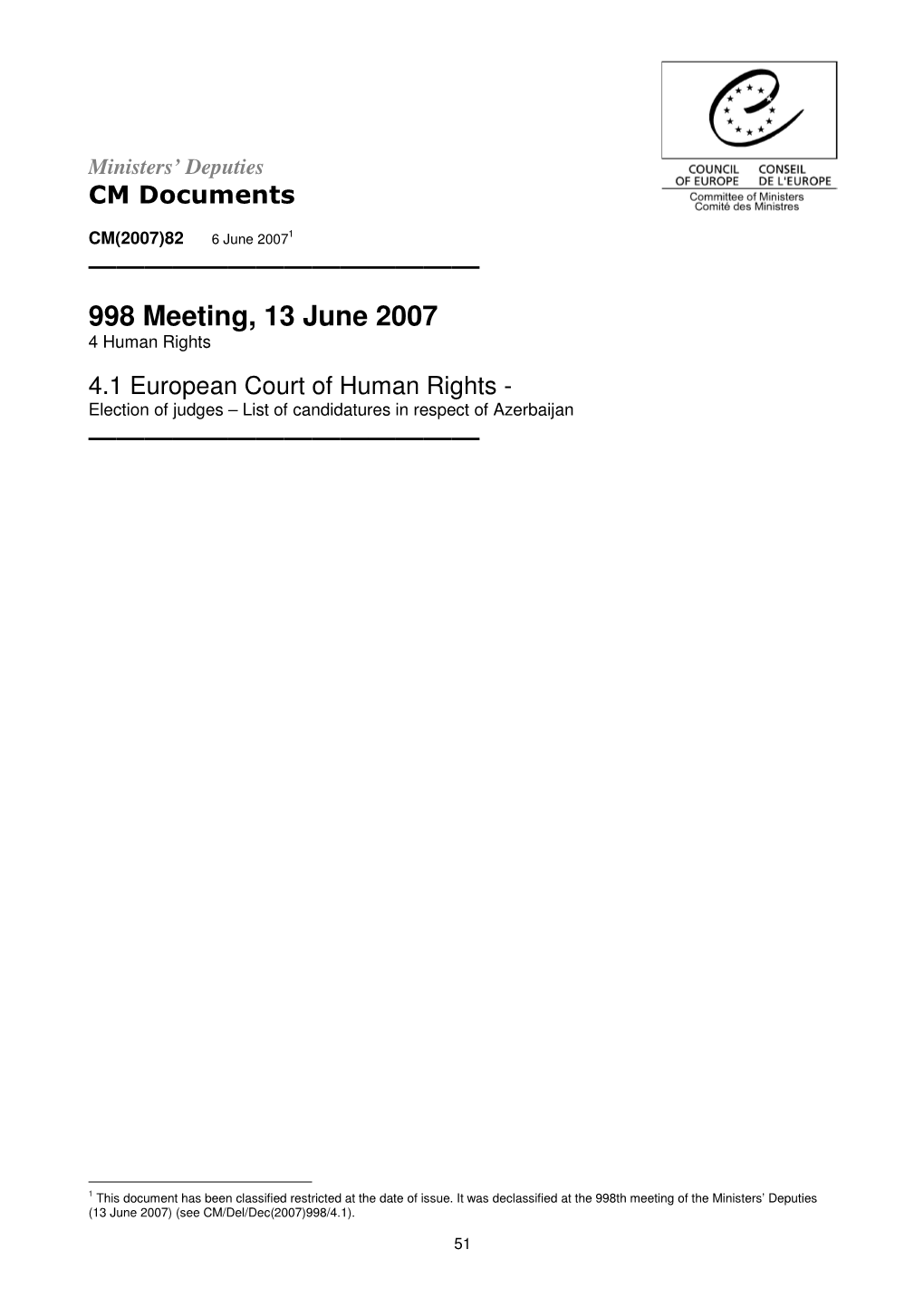 Election of Judges to the European Court of Human Rights