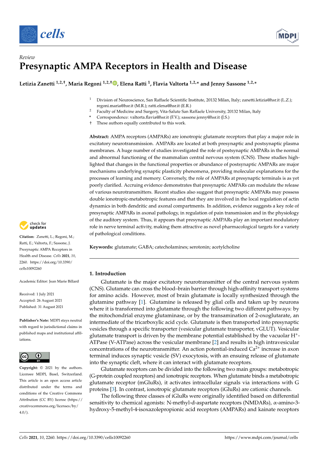 Presynaptic AMPA Receptors in Health and Disease