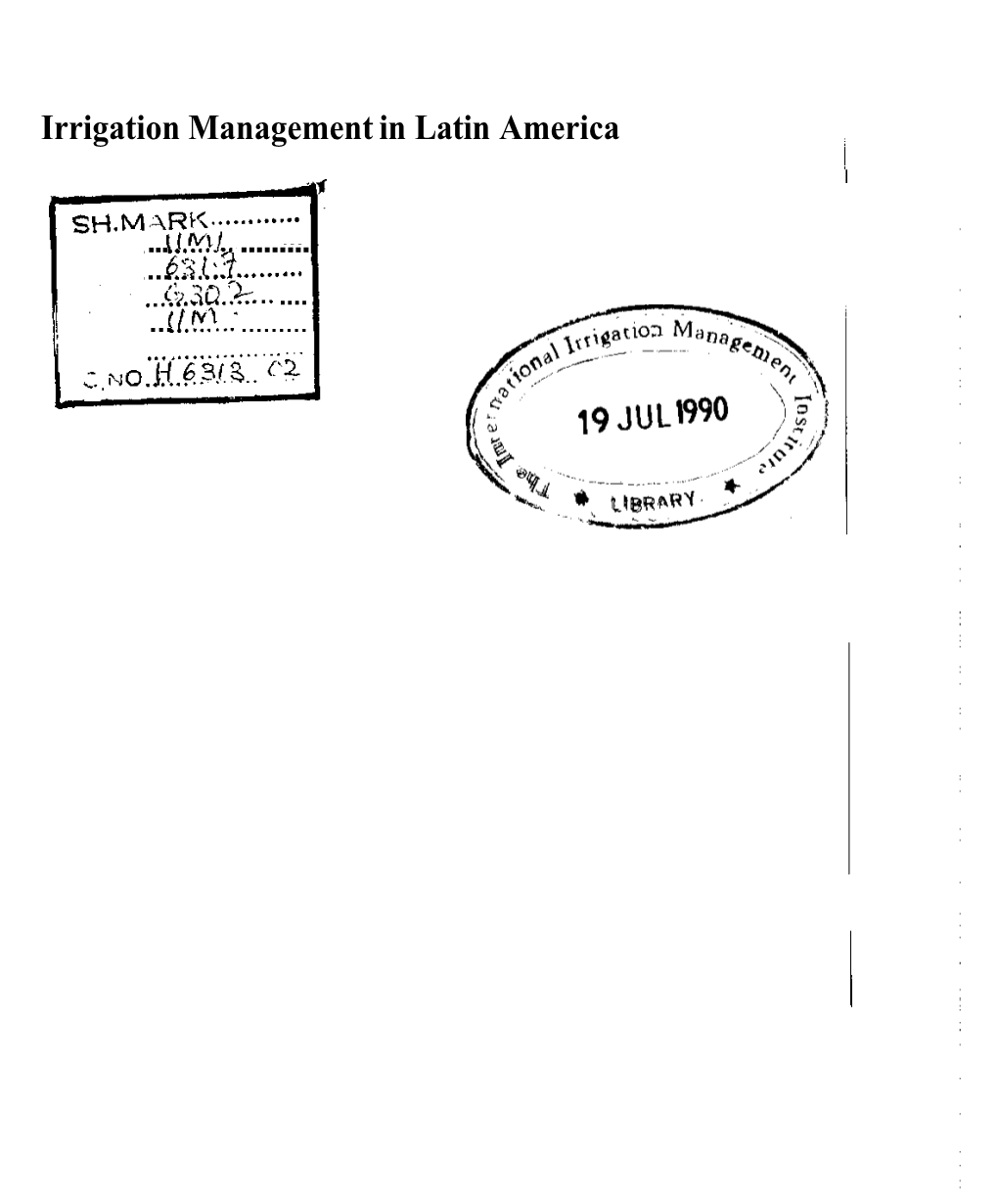 Irrigation Management in Latin America