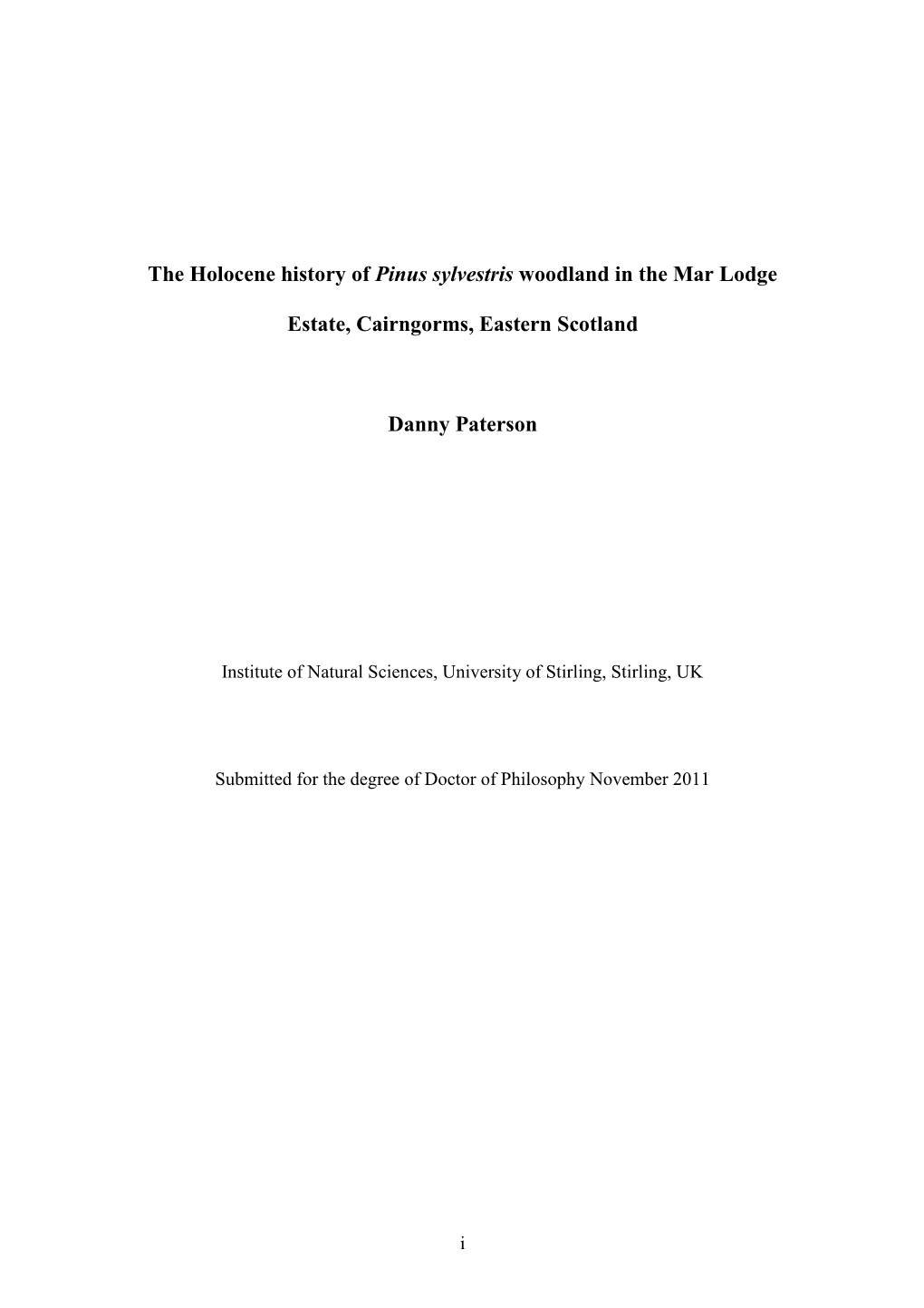 The Holocene History of Pinus Sylvestris Woodland in the Mar Lodge