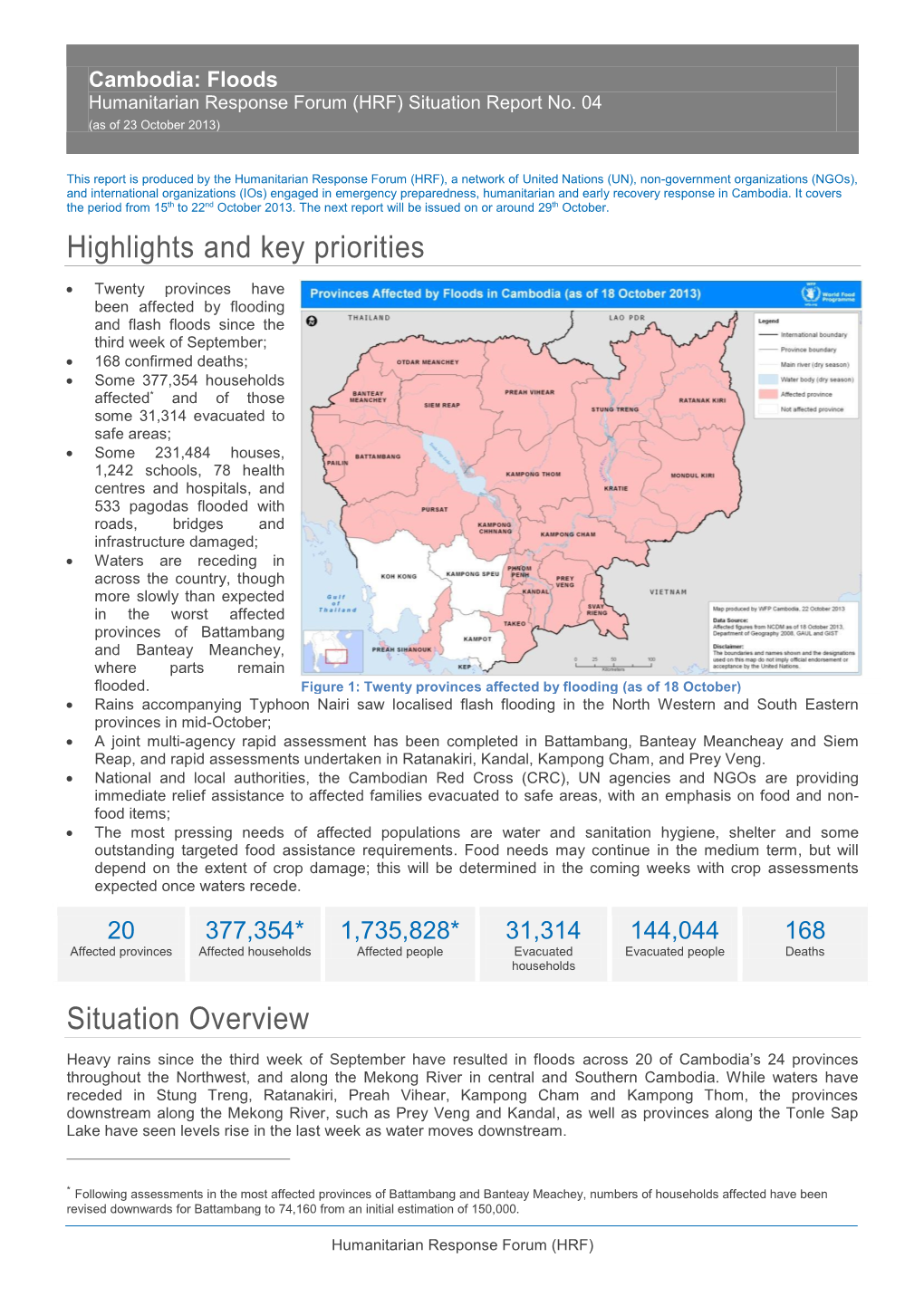 Highlights and Key Priorities Situation Overview