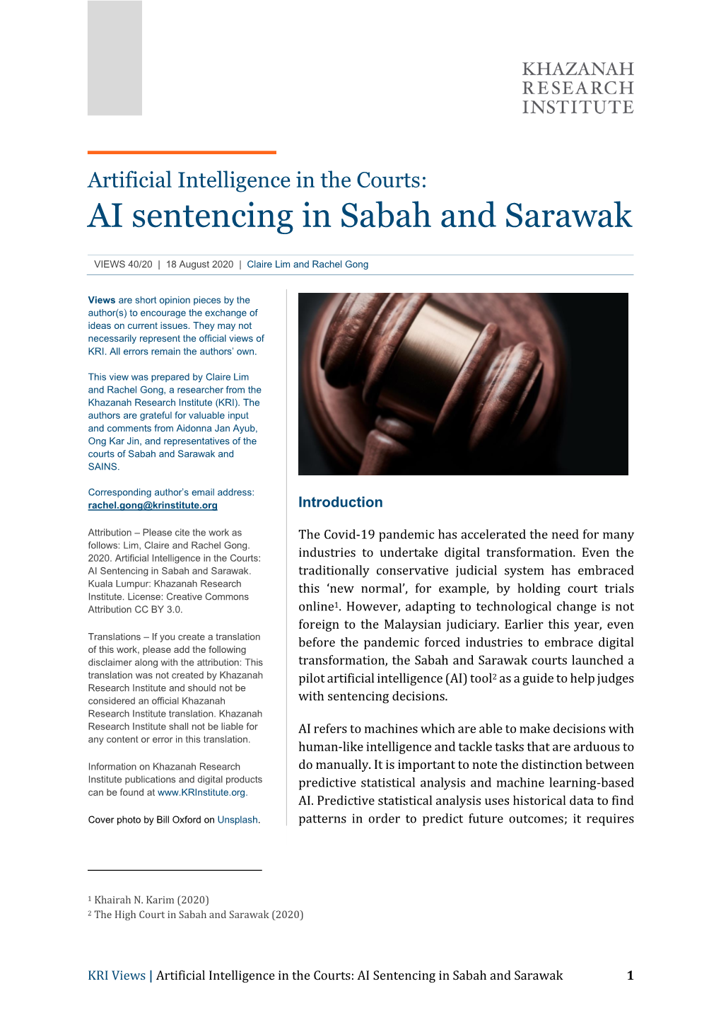 AI Sentencing in Sabah and Sarawak
