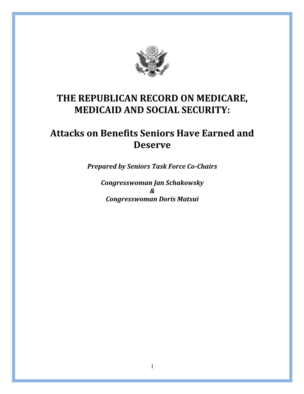 The Republican Record on Medicare, Medicaid and Social Security