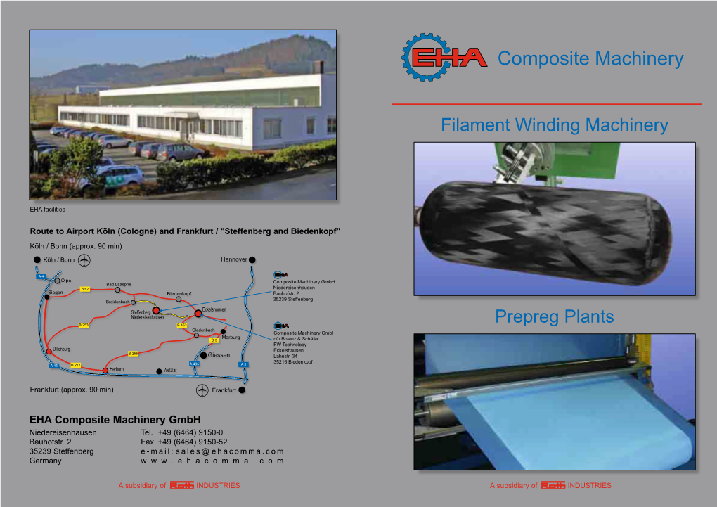 EHA Composite Machinery Gmbh: Prospekt FW Und Prepreg-Plants