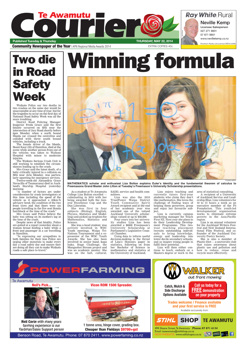 Te Awamutu Courier Thursday, May 22, 2014