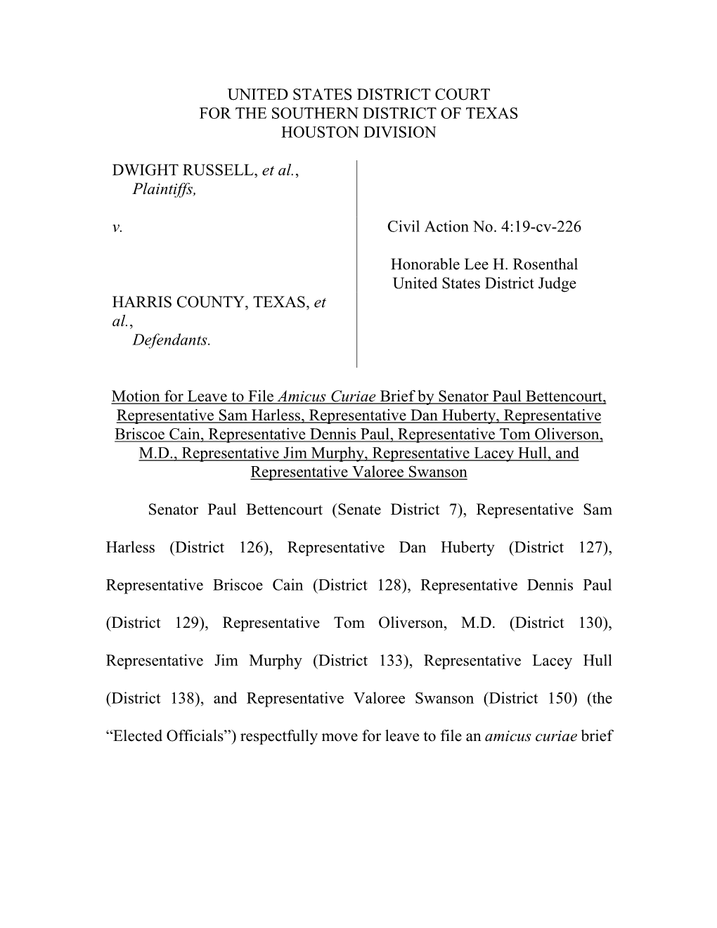 Russell V. Harris County Amicus Brief