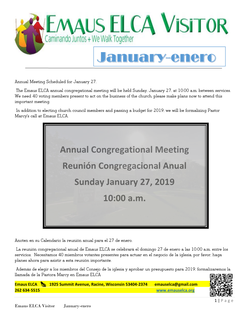 Annual Congregational Meeting Reunión