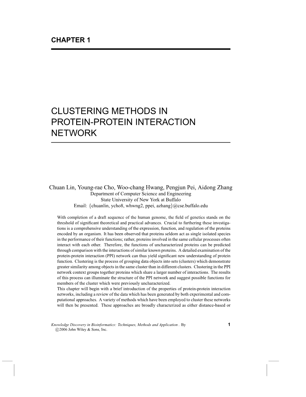Clustering Methods in Protein-Protein Interaction Network
