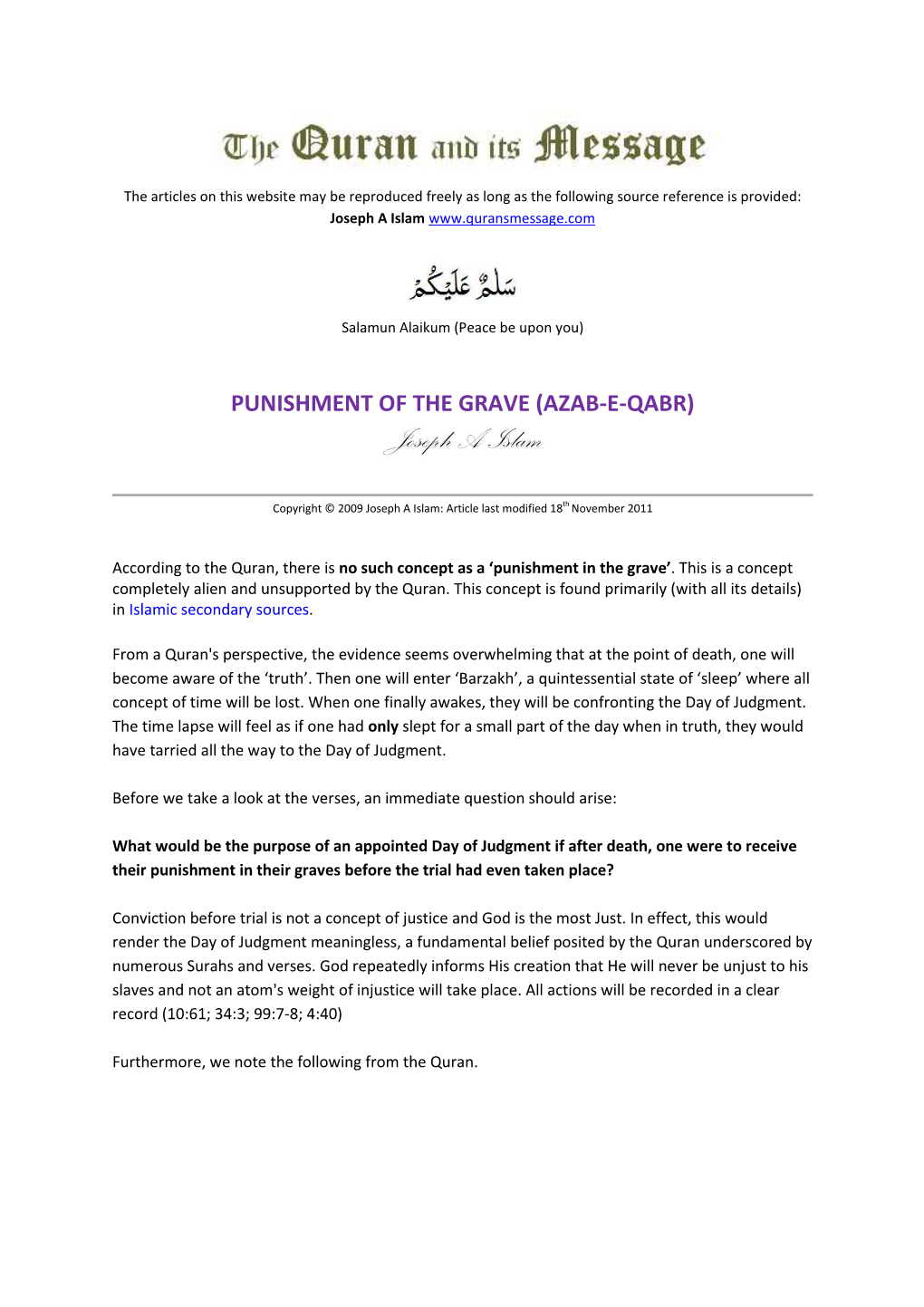 Punishment of the Grave (Azab-E-Qabr)
