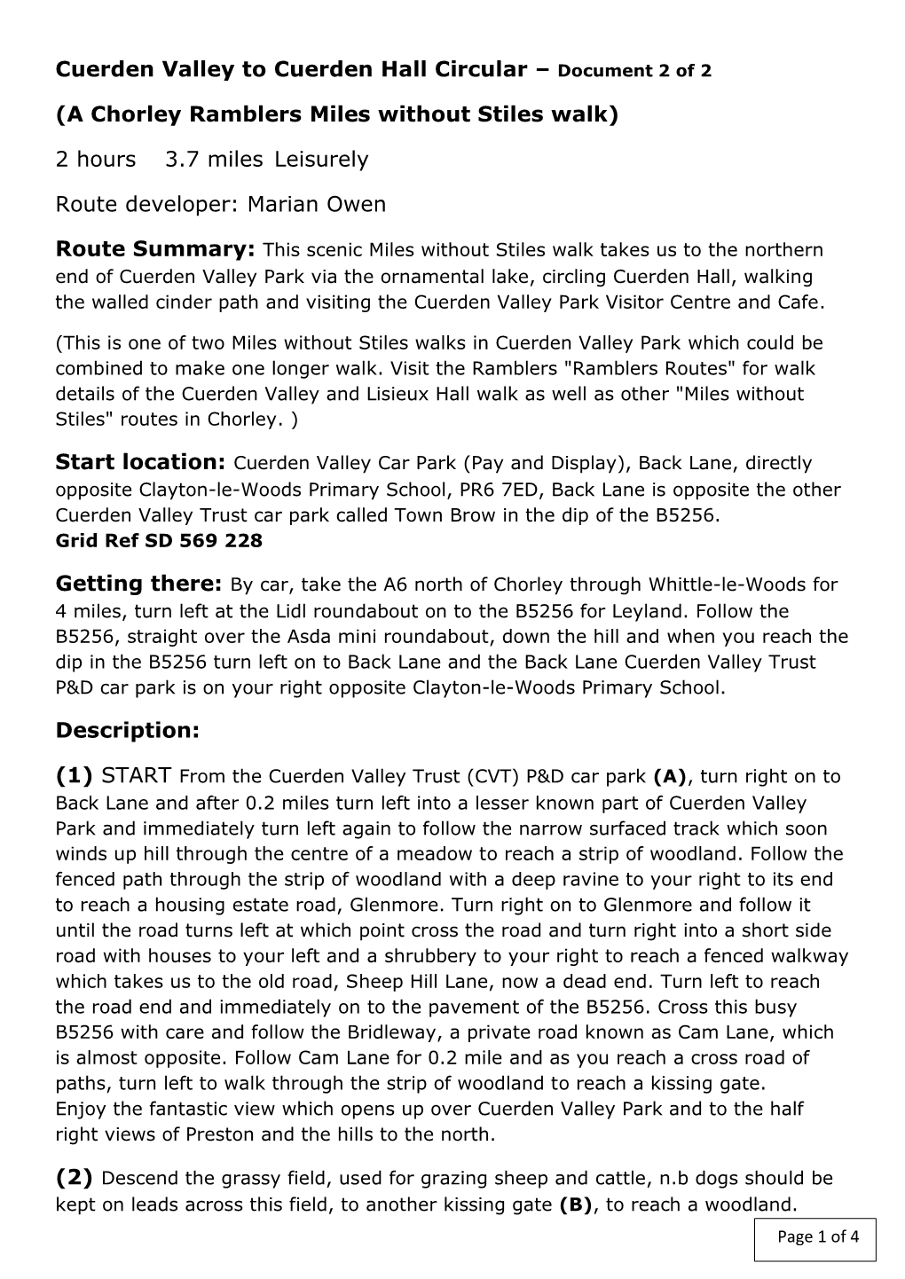 Cuerden Valley to Cuerden Hall Circular – Document 2 of 2