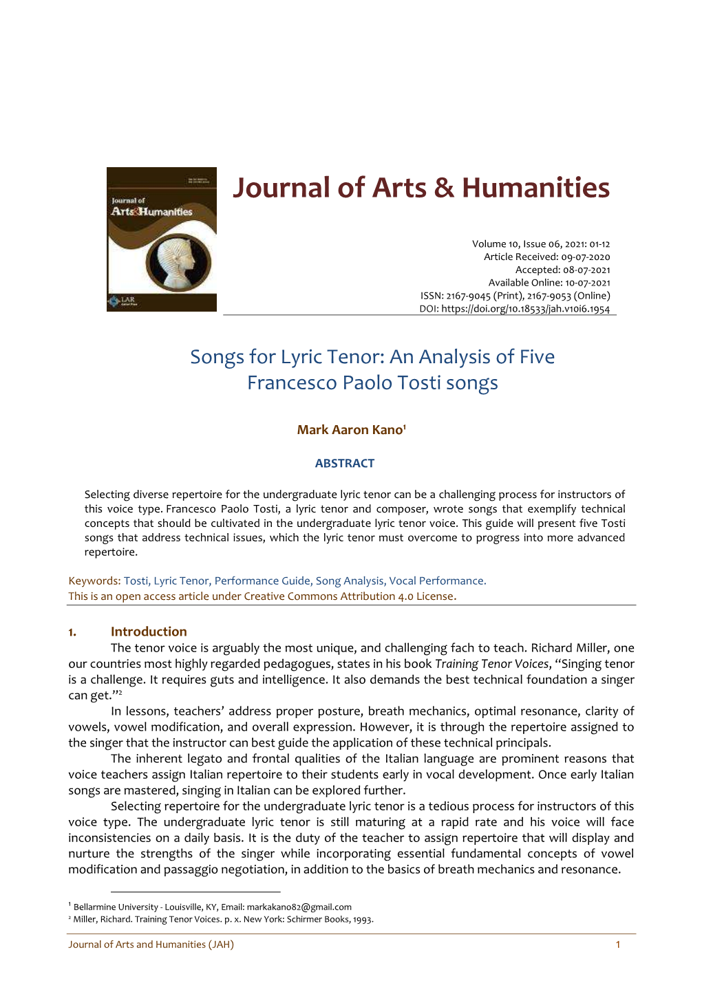 Journal of Arts & Humanities