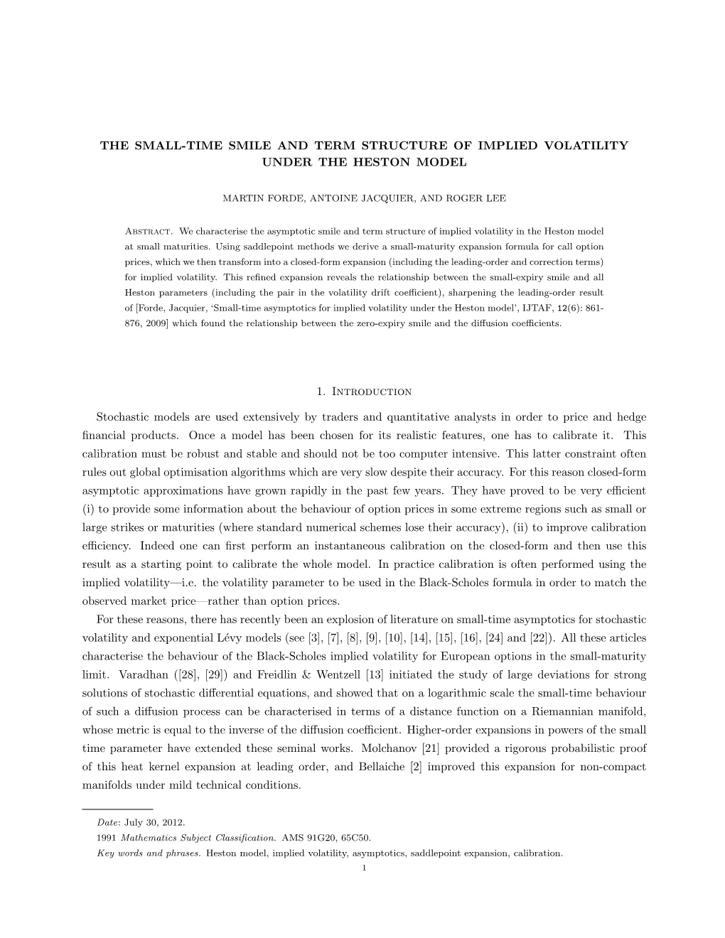 The Small-Time Smile and Term Structure of Implied Volatility Under the Heston Model