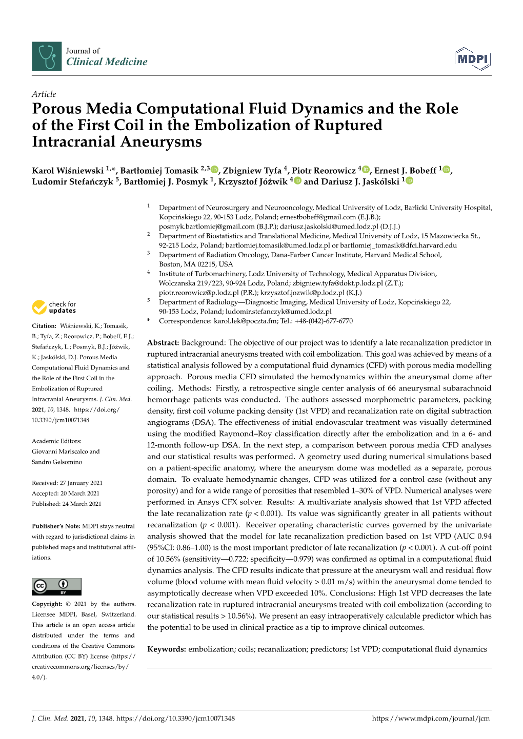 Porous Media Computational Fluid Dynamics and the Role of the First Coil in the Embolization of Ruptured Intracranial Aneurysms