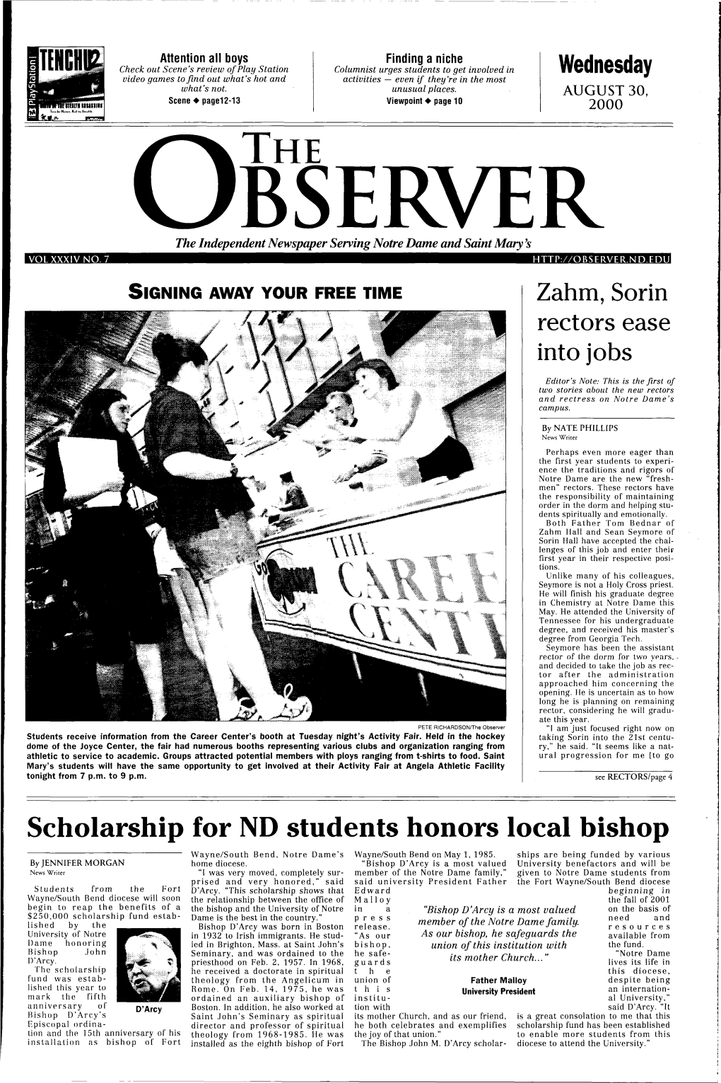 Scholarship for ND Students Honors Local Bishop Wayne/South Bend, Notre Dame's Wayne/South Bend on May 1, 1985