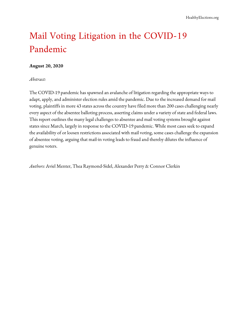 Mail Voting Litigation in the COVID-19 Pandemic