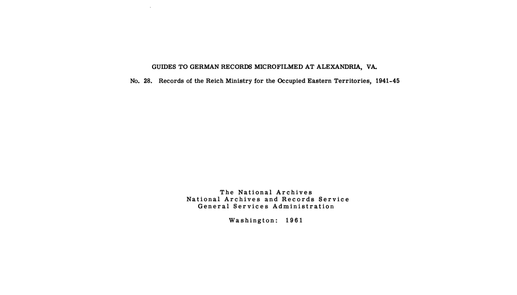 Guides to German Records Microfilmed at Alexandria, Va