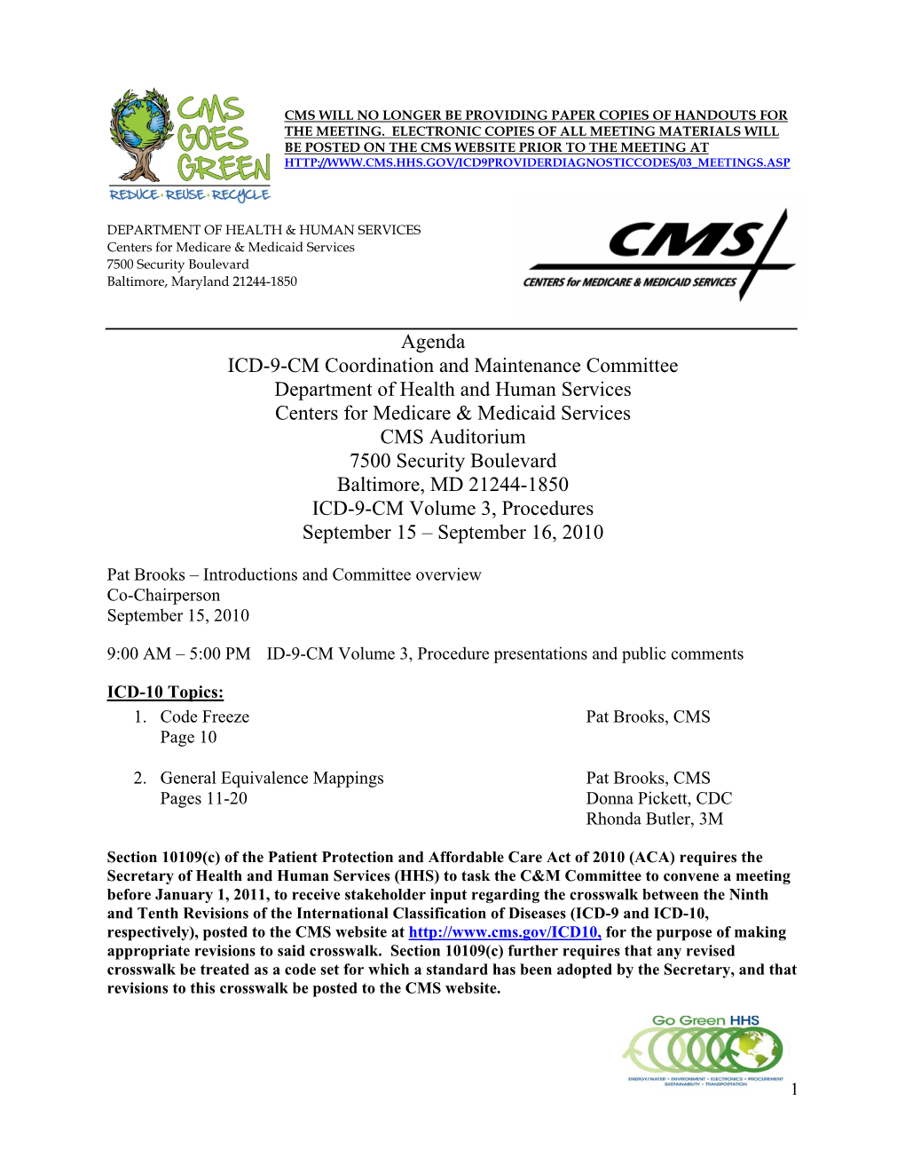 Agenda ICD-9-CM Coordination and Maintenance Committee