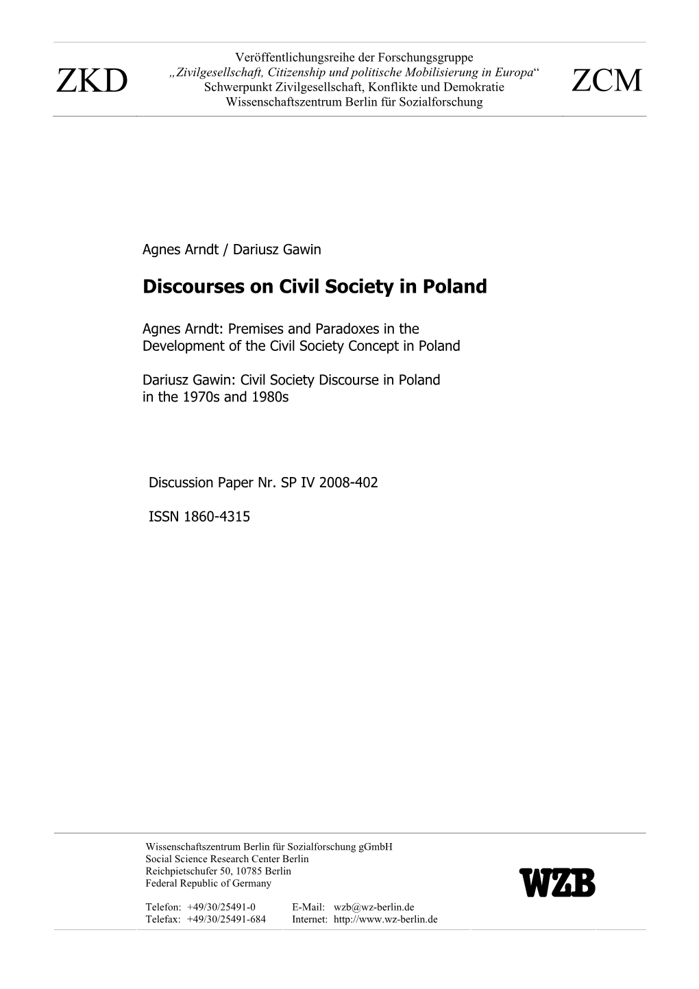 Discourses on Civil Society in Poland