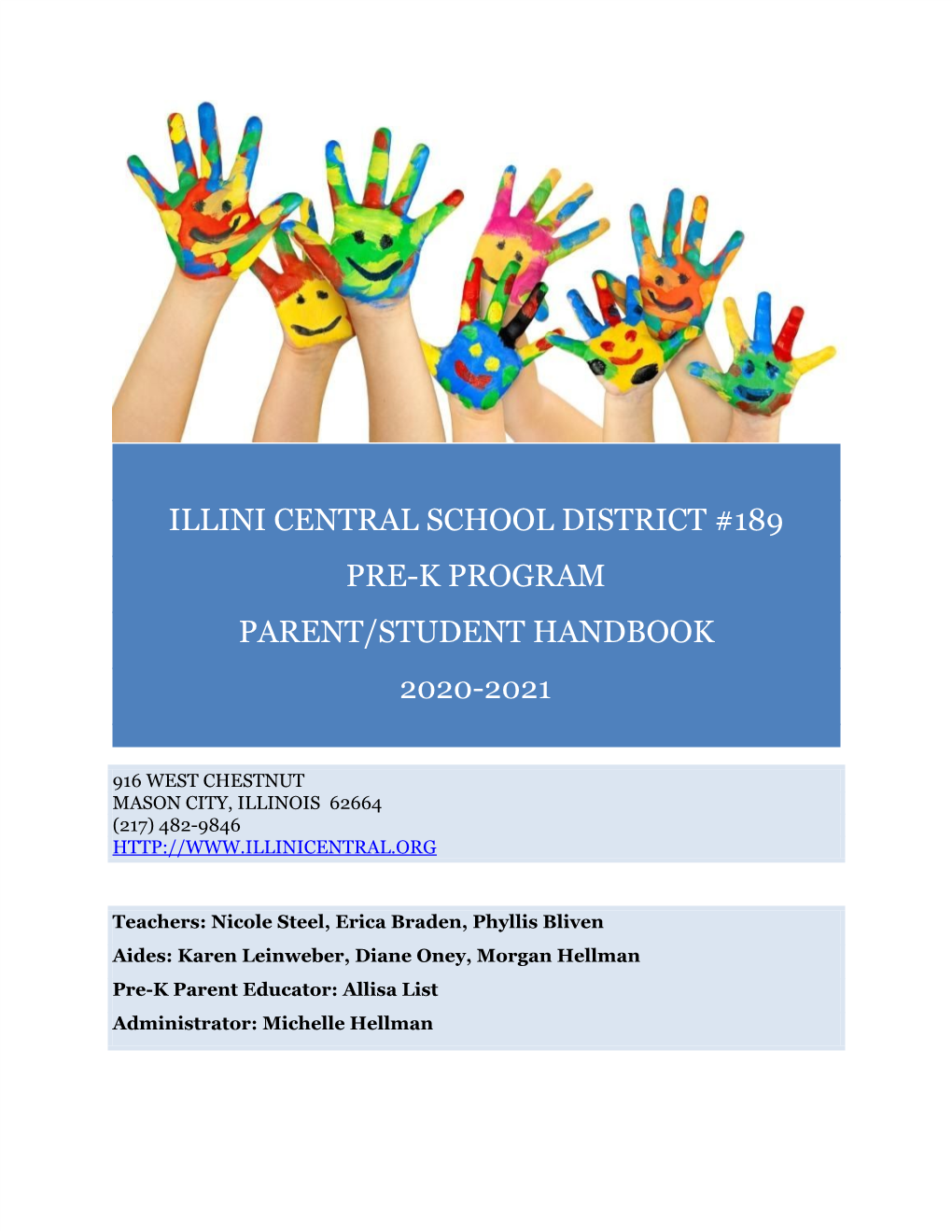 Covid Pre-K Parent Student Handbook 2020-2021