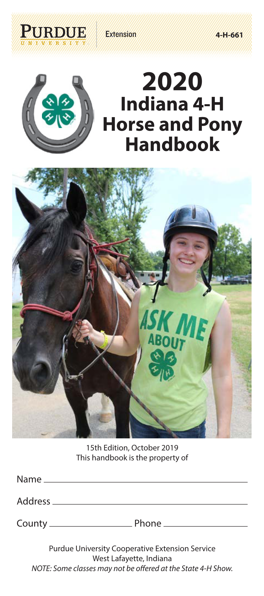 2020 Indiana 4-H Horse and Pony Handbook ADA Compliant