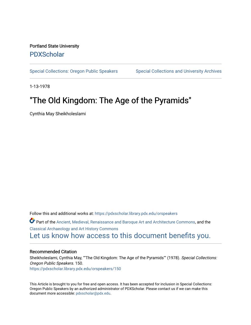 "The Old Kingdom: the Age of the Pyramids"