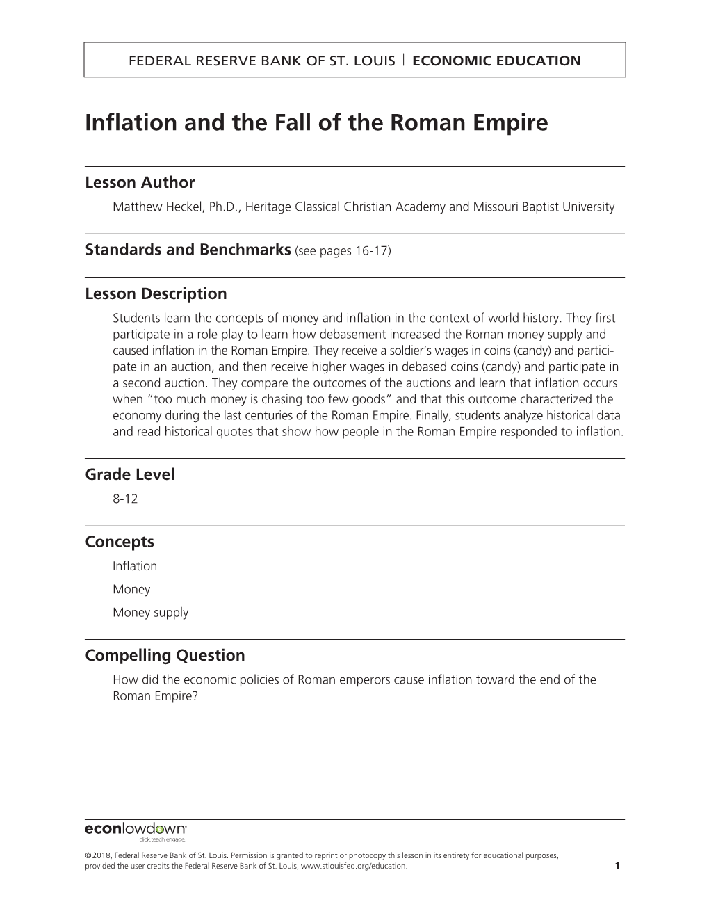 Inflation and the Fall of the Roman Empire