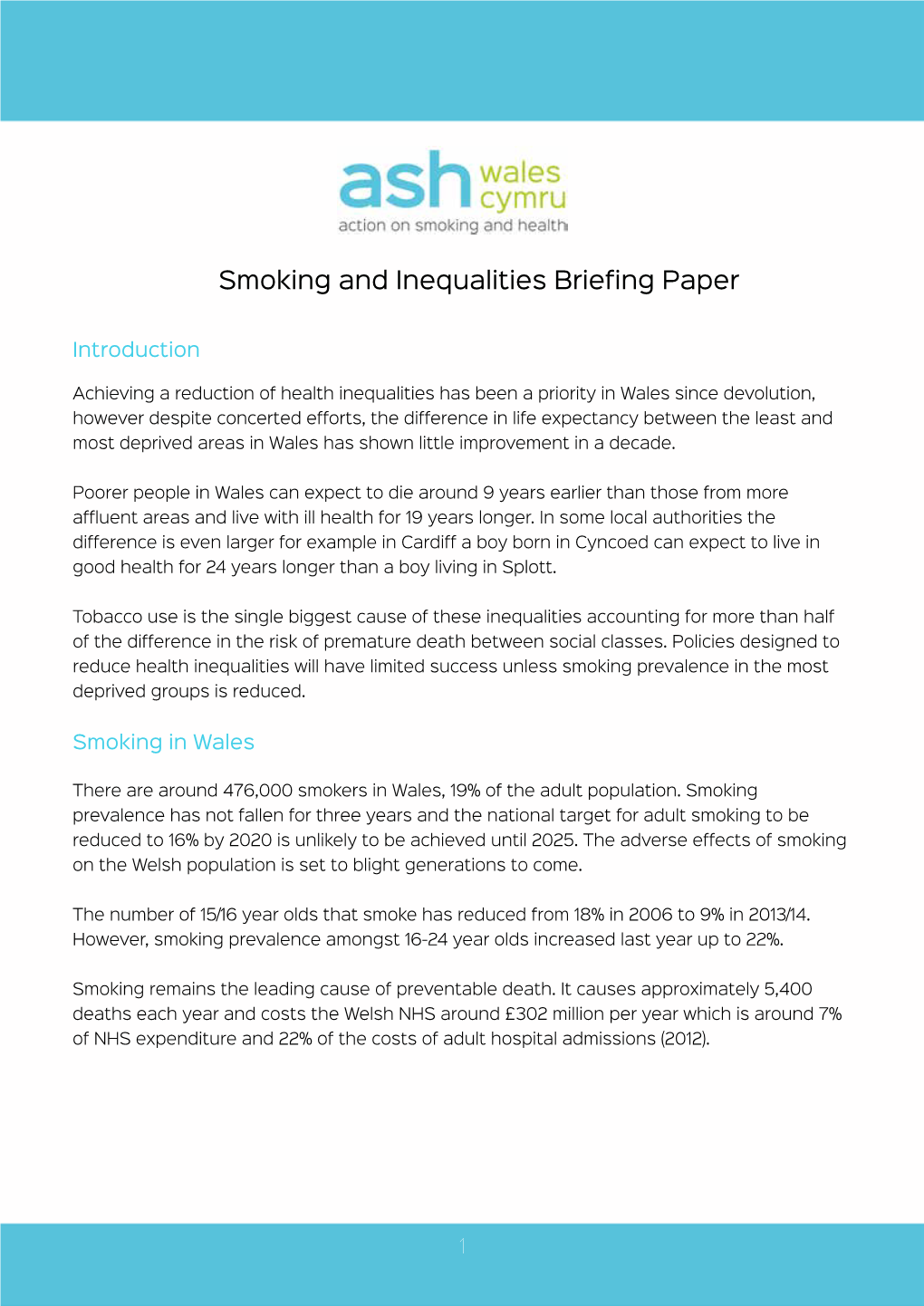Smoking and Inequalities Briefing Paper