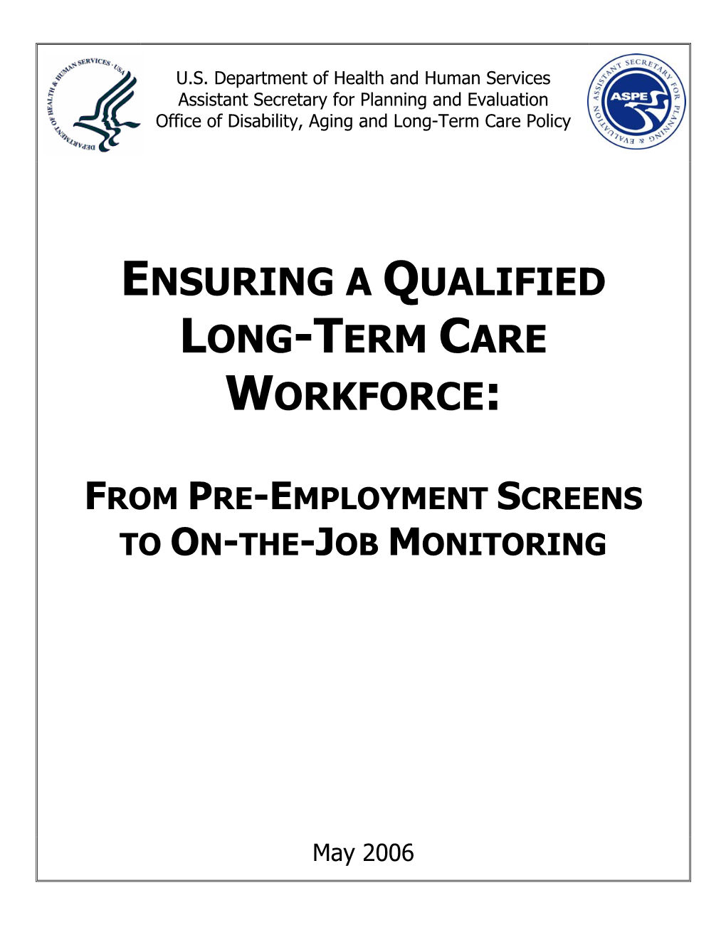 Ensuring a Qualified Long-Term Care Workforce