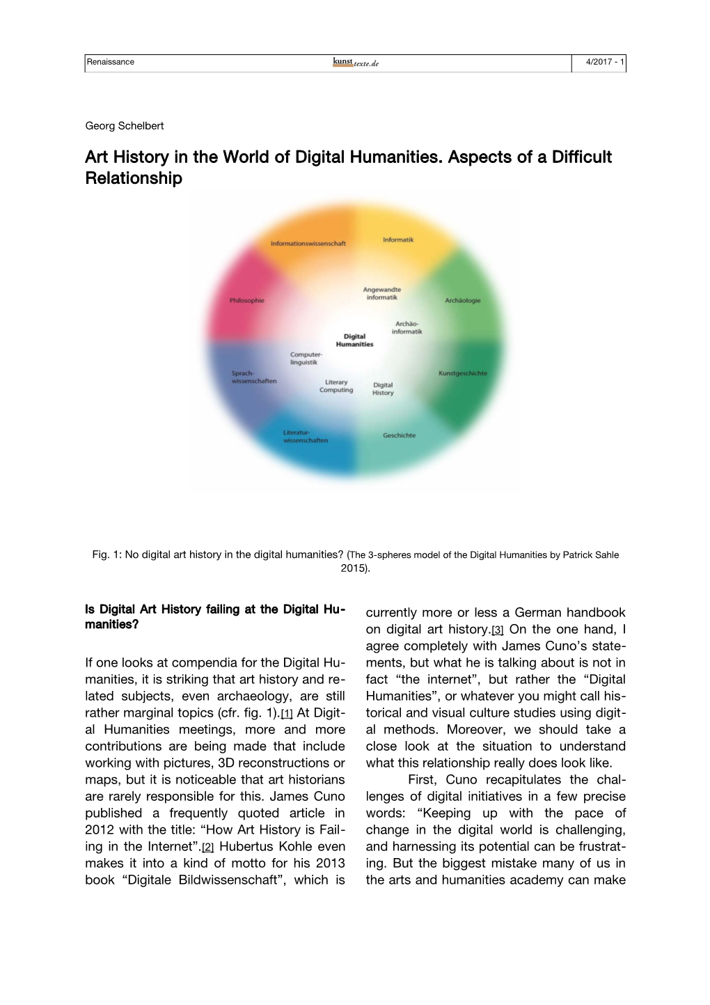 Art History in the World of Digital Humanities. Aspects of a Difficult Relationship