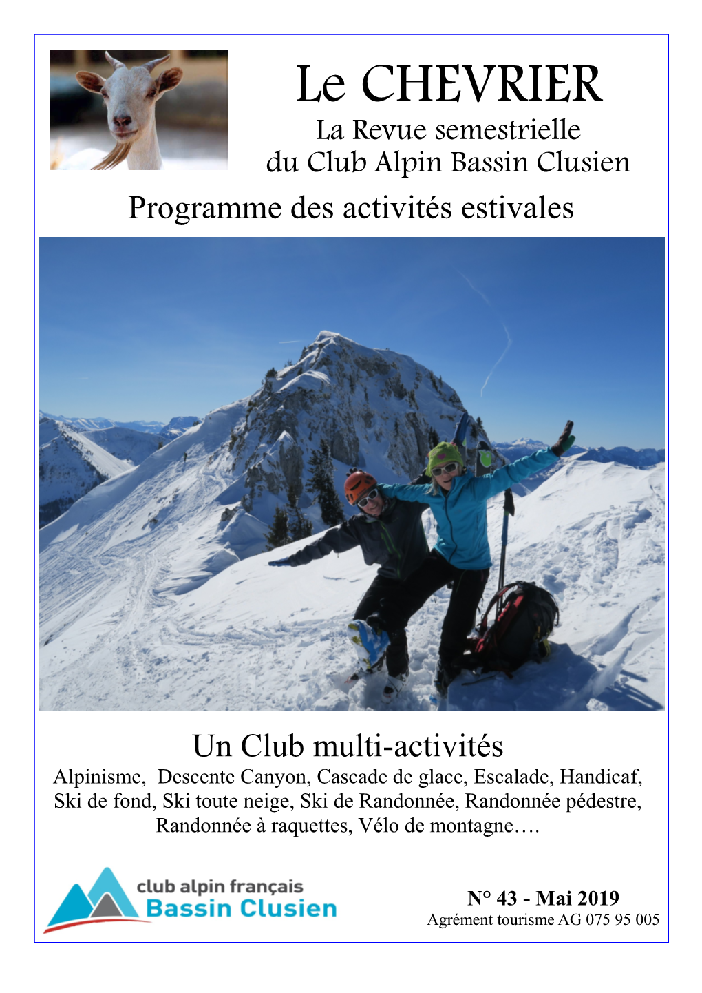 Le CHEVRIER La Revue Semestrielle Du Club Alpin Bassin Clusien Programme Des Activités Estivales