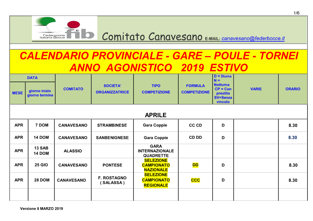 Comitato Canavesano E-MAIL: Canavesano@Federbocce.It