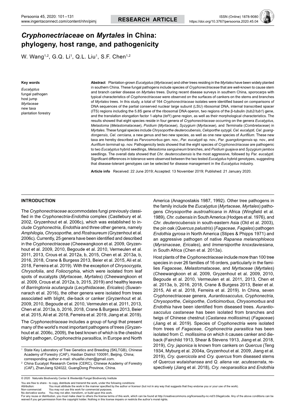 Cryphonectriaceae on Myrtales in China: Phylogeny, Host Range, and Pathogenicity