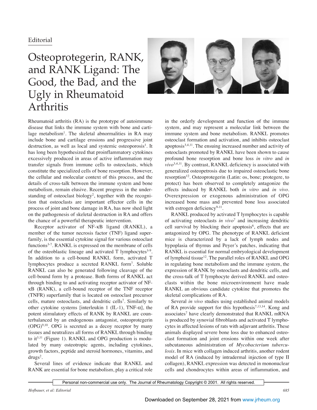 Osteoprotegerin, RANK, and RANK Ligand: the Good, the Bad, and the Ugly in Rheumatoid Arthritis