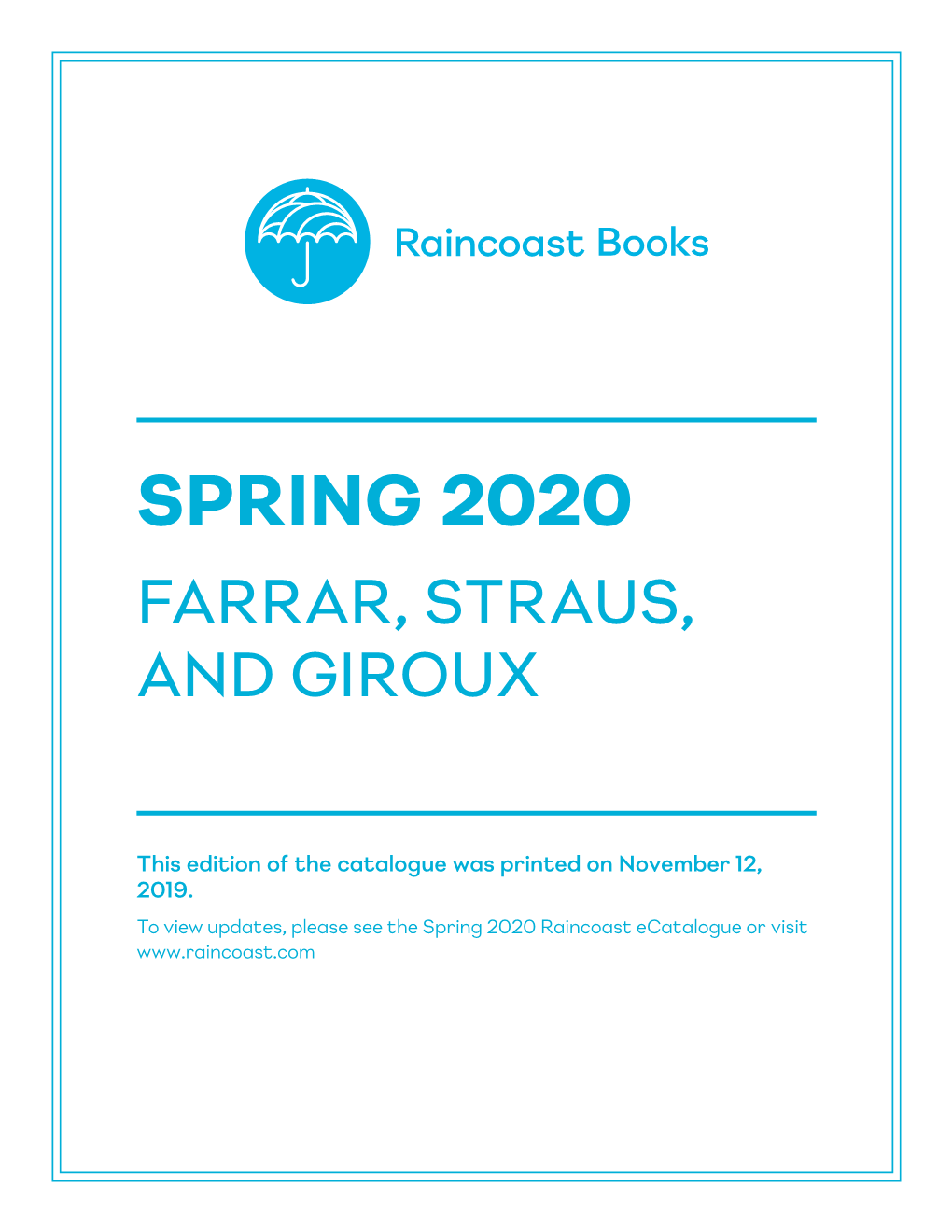 Spring 2020 Farrar, Straus, and Giroux