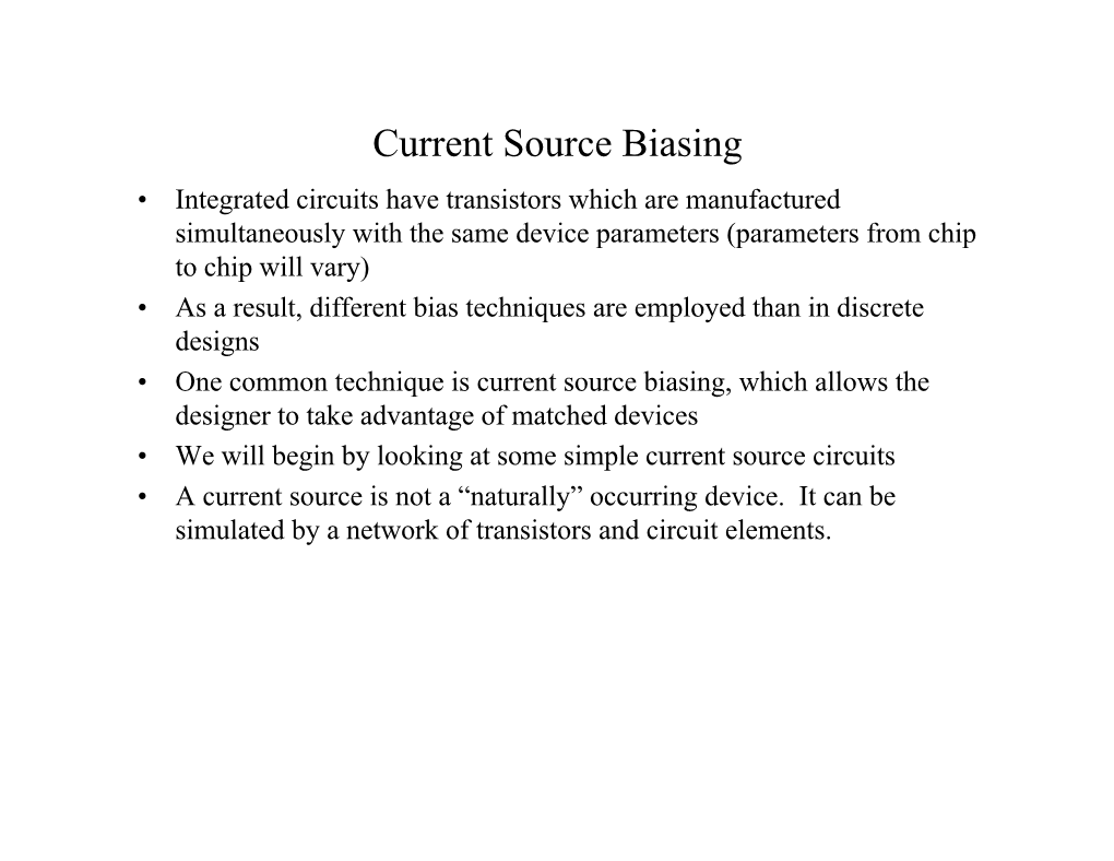 Current Source Biasing