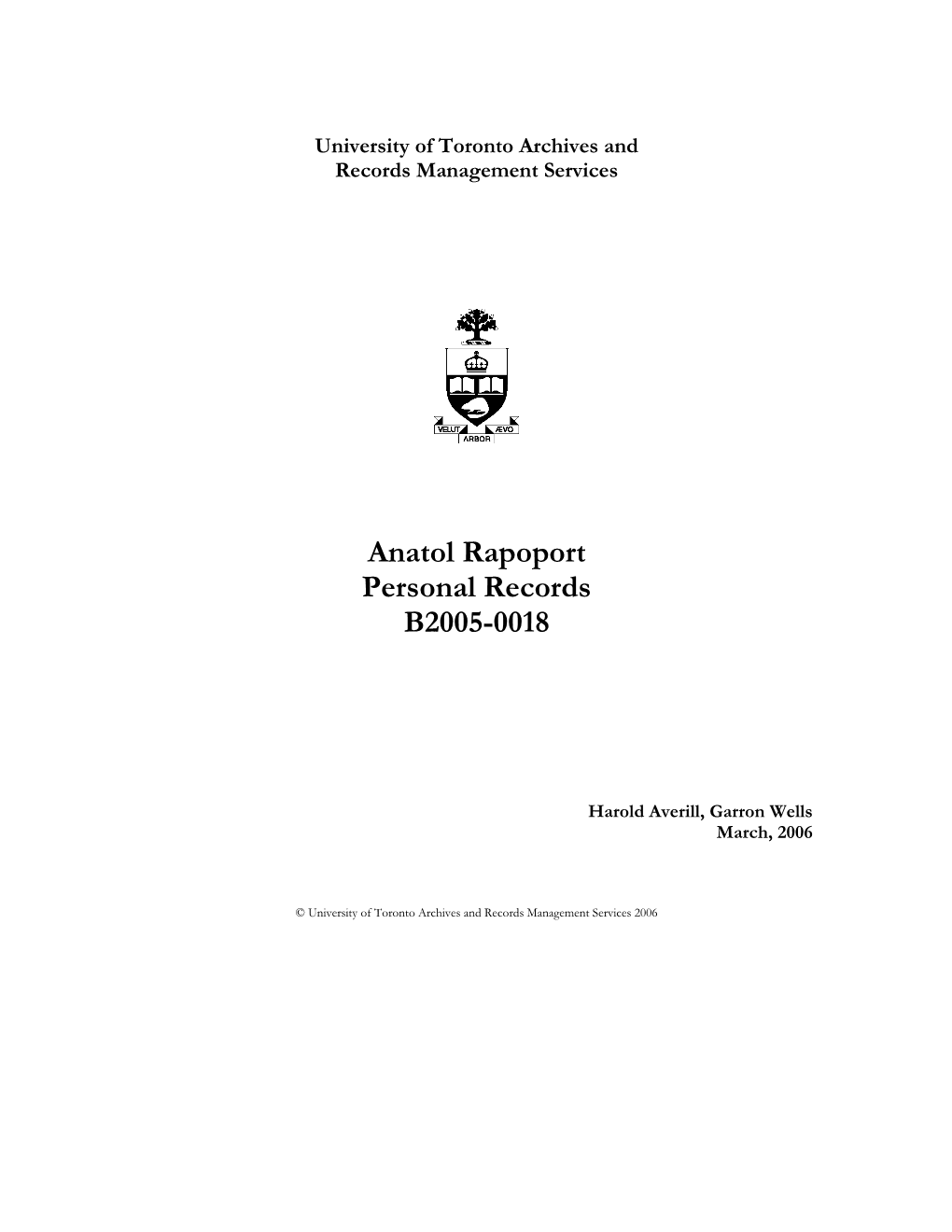 University of Toronto Archives and Records Management Services