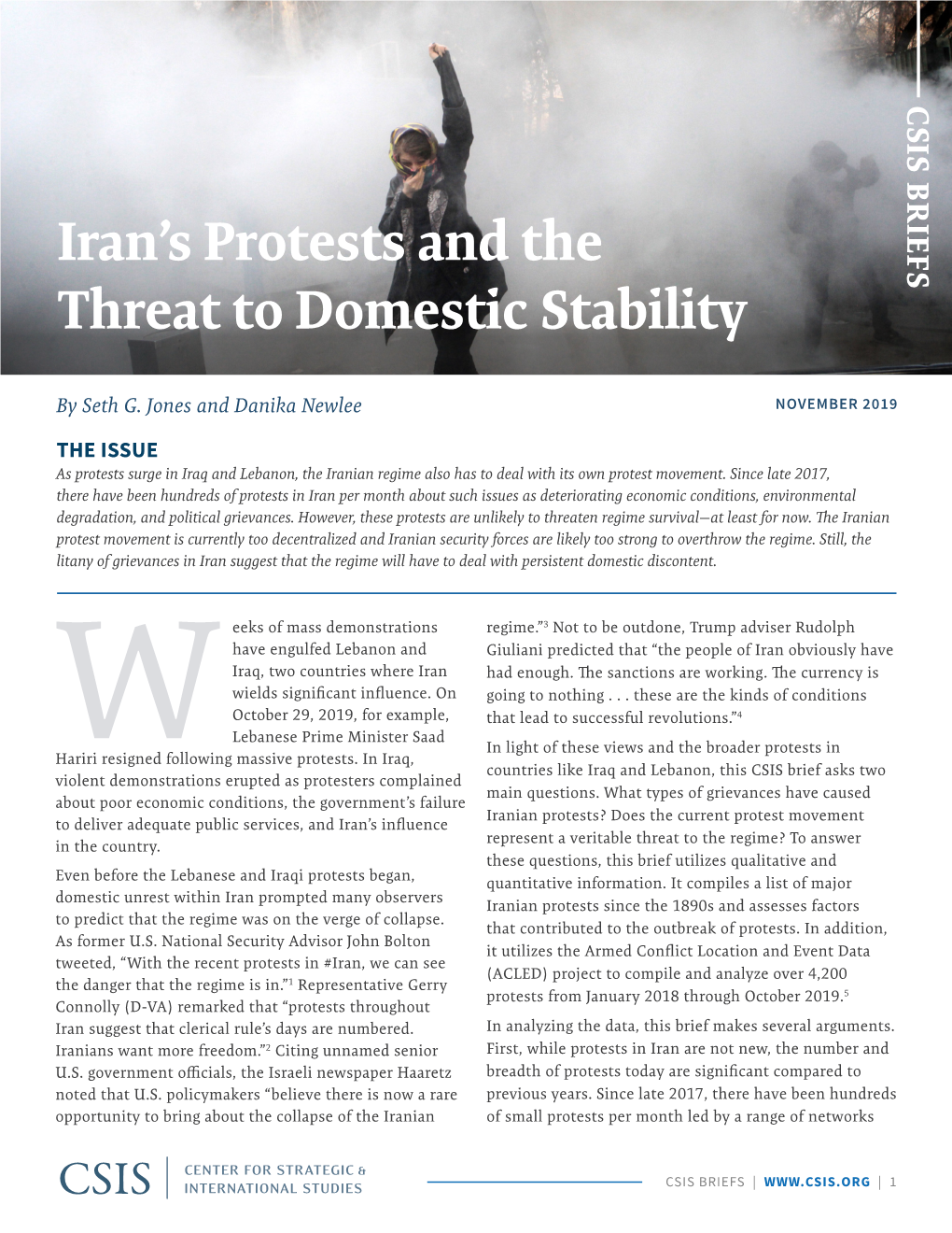 Iran's Protests and the Threat to Domestic Stability