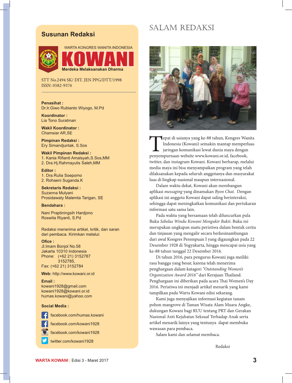 Warta Kowani Edisi III – Maret 2017
