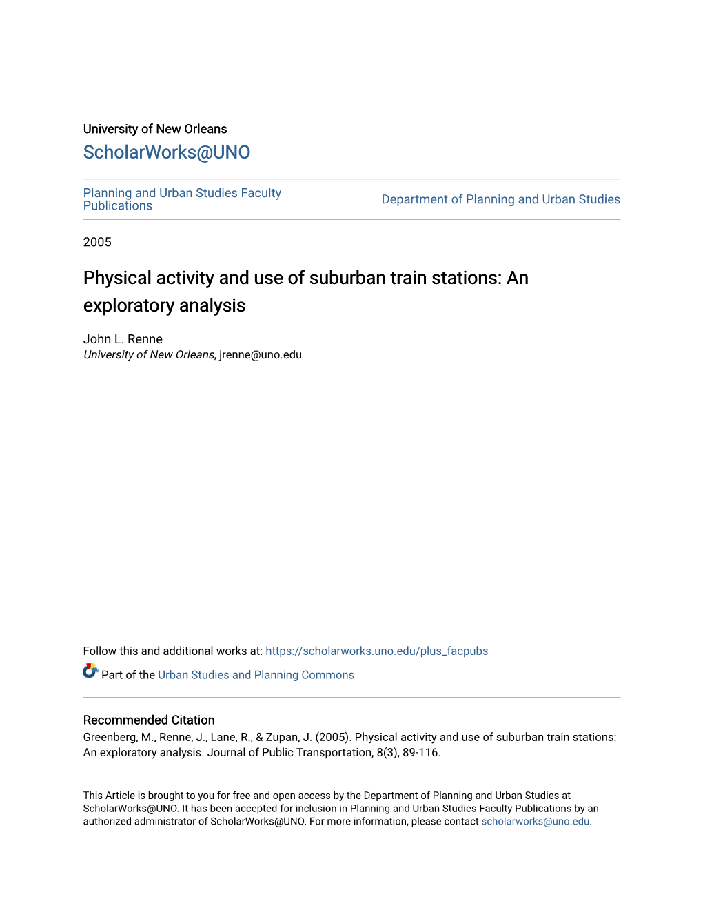 Physical Activity and Use of Suburban Train Stations: an Exploratory Analysis