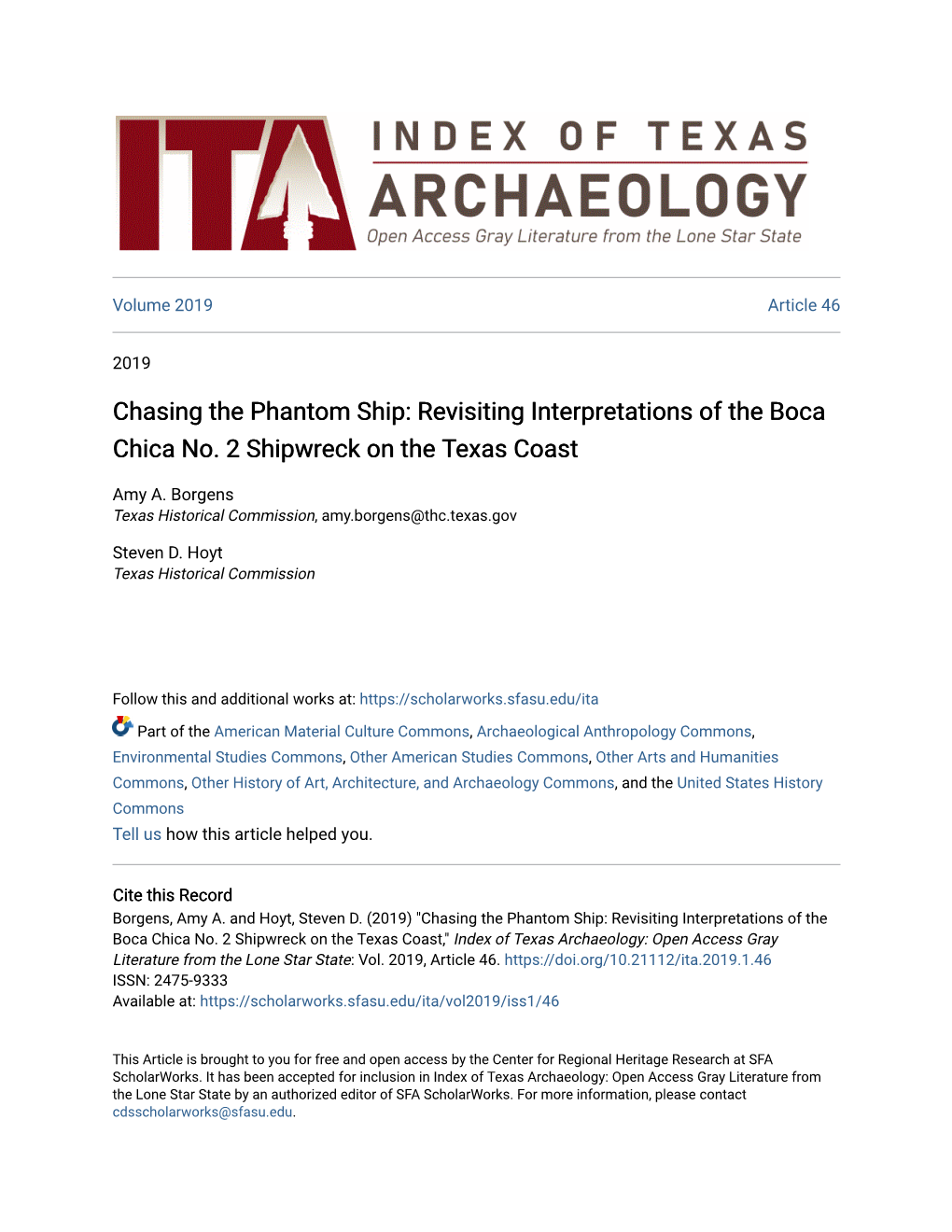 Revisiting Interpretations of the Boca Chica No. 2 Shipwreck on the Texas Coast