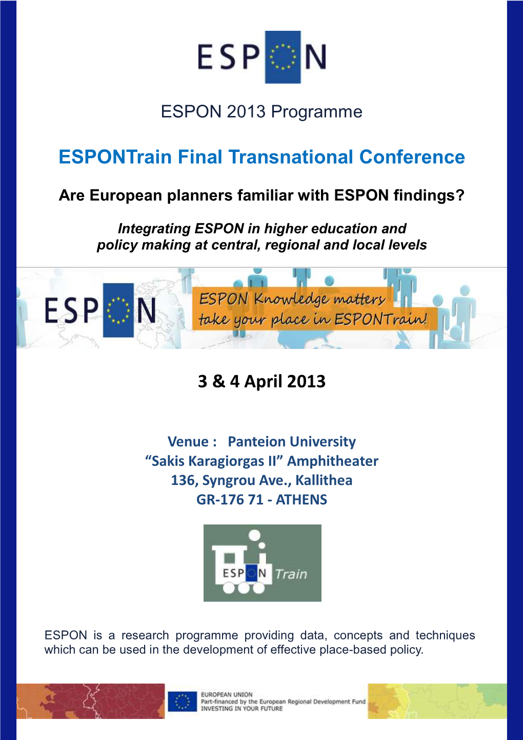 Espontrain Final Transnational Conference 3 & 4 April 2013