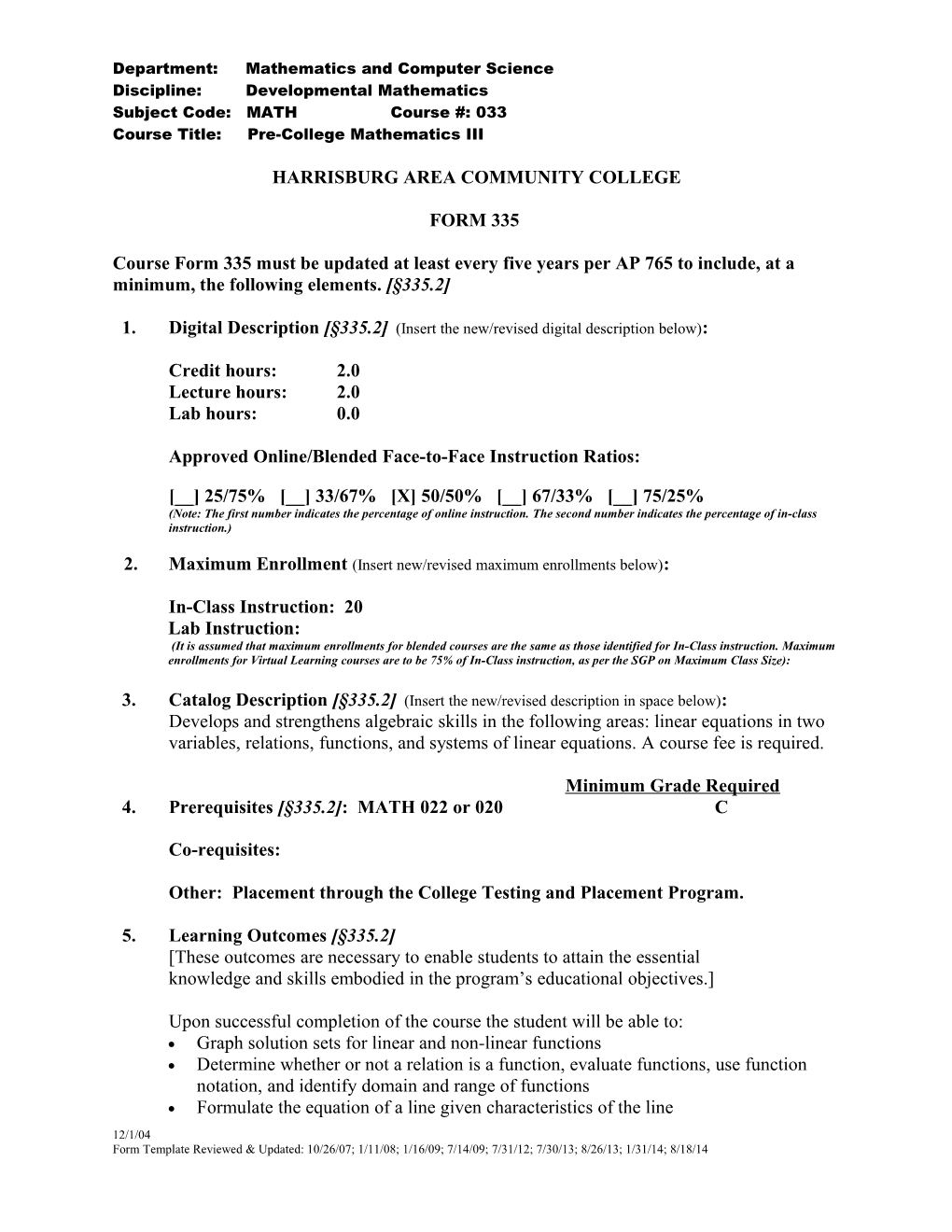 Department: Mathematics and Computer Science