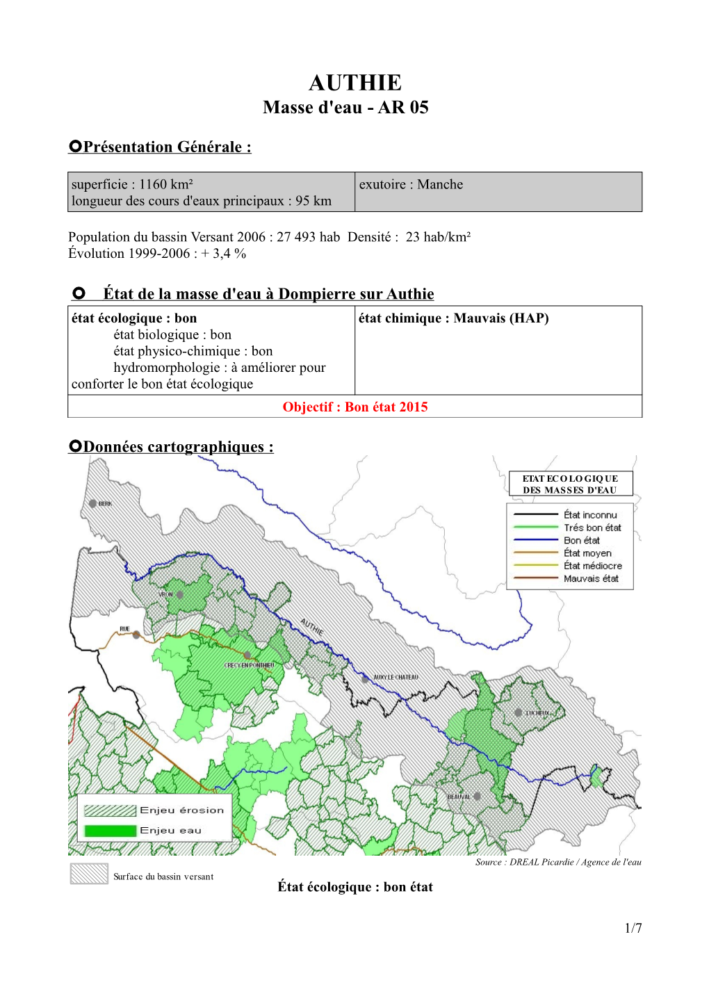 AUTHIE Masse D'eau - AR 05