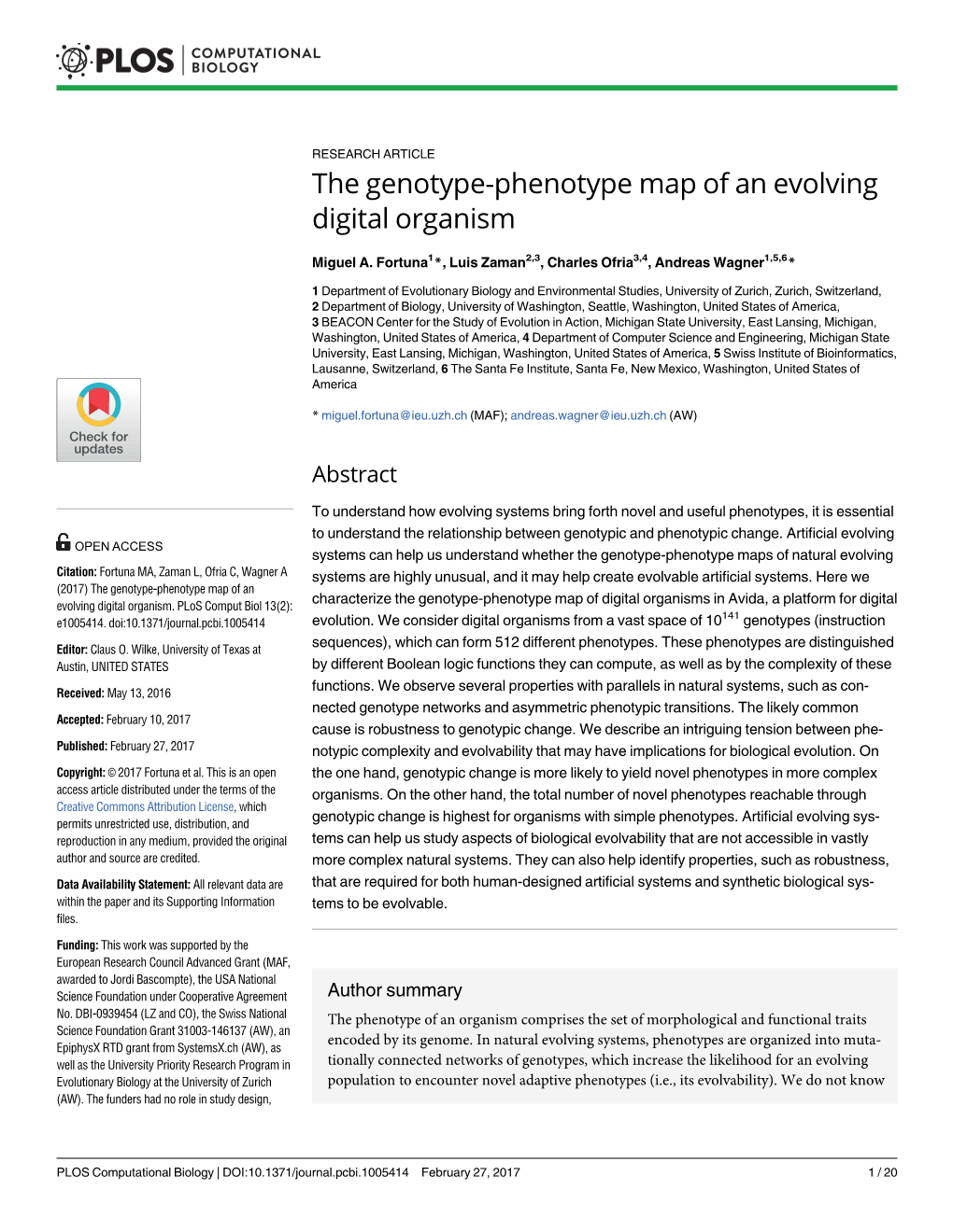The Genotype-Phenotype Map of an Evolving Digital Organism