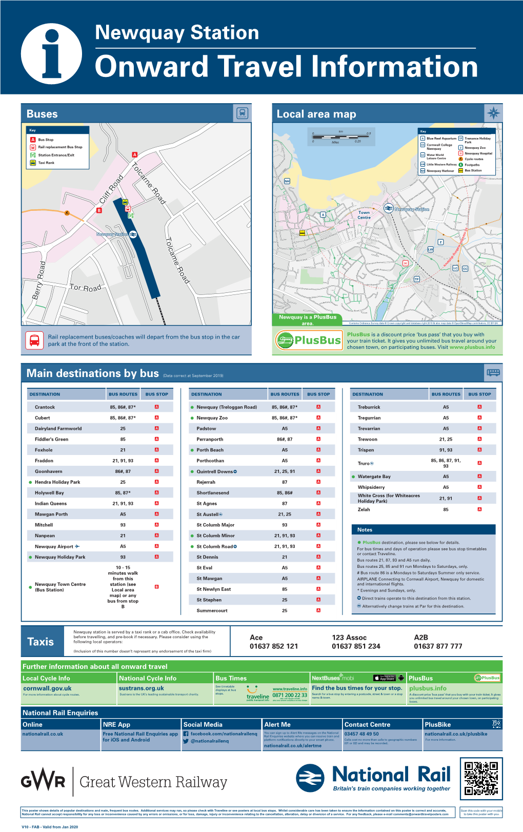 Newquay Station I Onward Travel Information Buses Local Area Map