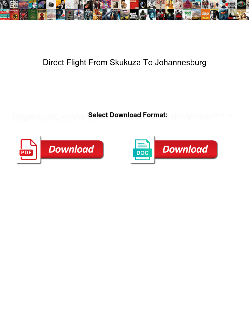 Direct Flight from Skukuza to Johannesburg